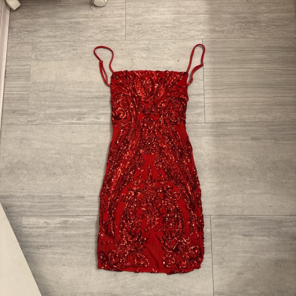 Lucy in the Sky Red Sequin Mini Dress